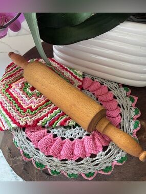 Wood Wooden Rolling Pin Primitive Cottage Farmhouse Miniature Small Vintage 12"